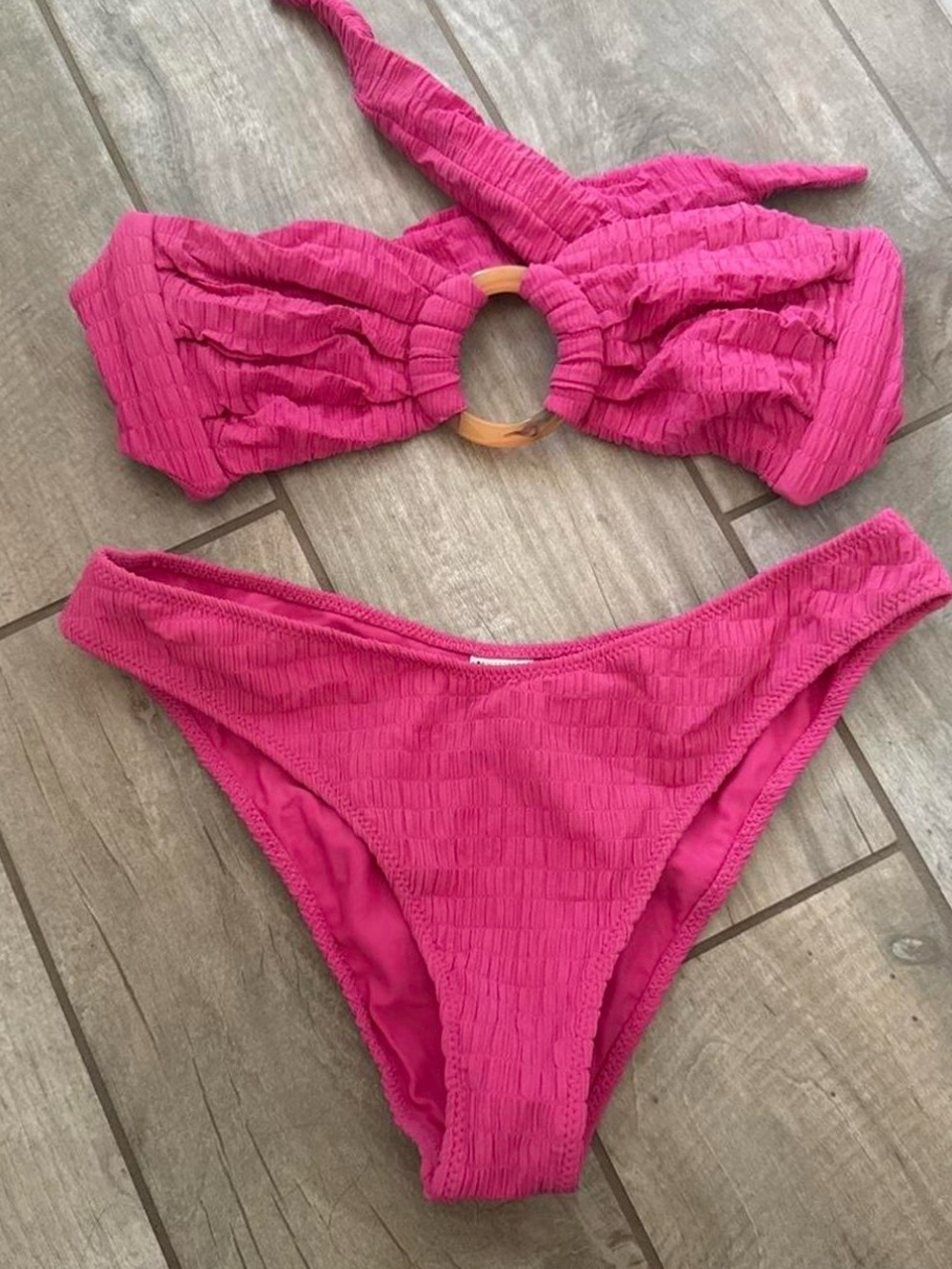 Montce | Hot Pink Scrunch Bikini Set | L / XL | Hot Pink